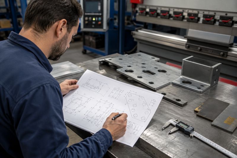 desenho técnico para corte e dobra de chapas metálicas