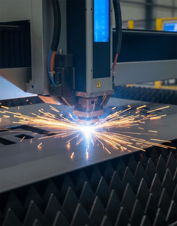 Processo industrial de corte e dobra de chapas metálicas com tecnologia laser de alta precisão na Metal Corte