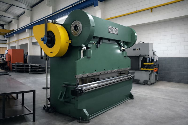 chapa metálica em processo de dobra CNC